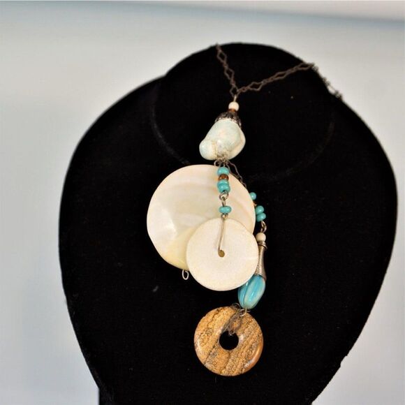 Vintage Iris Lane Necklace 1980s Designer Signed Beach Boho One of a Kind - Picture 2 of 8